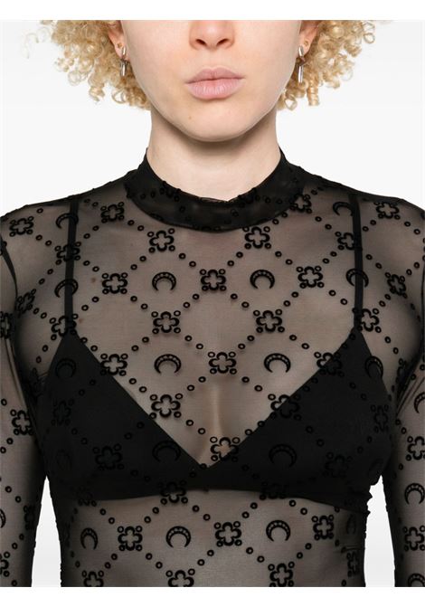 mesh moongram highneck top woman black MARINE SERRE | WTO388A CJER0005BK99